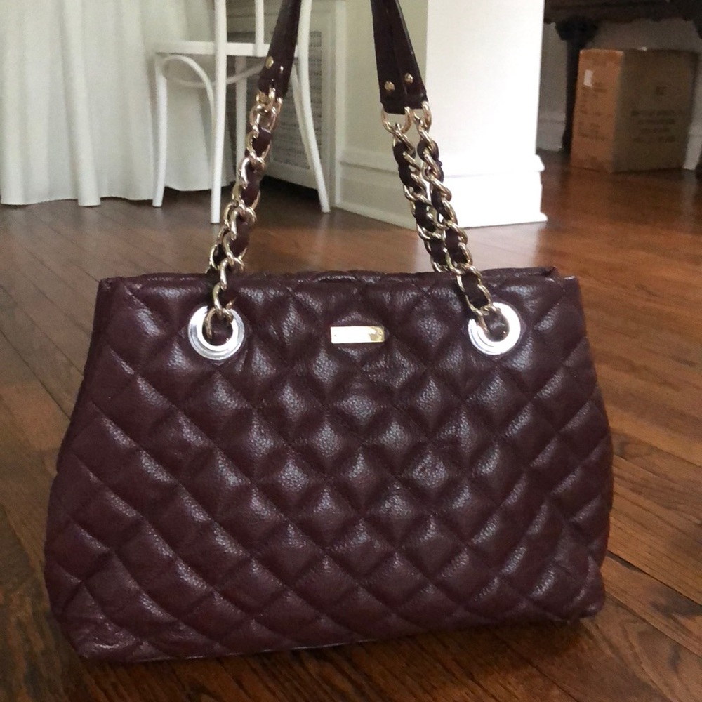 Kate Spade maroon leather quilted handbag